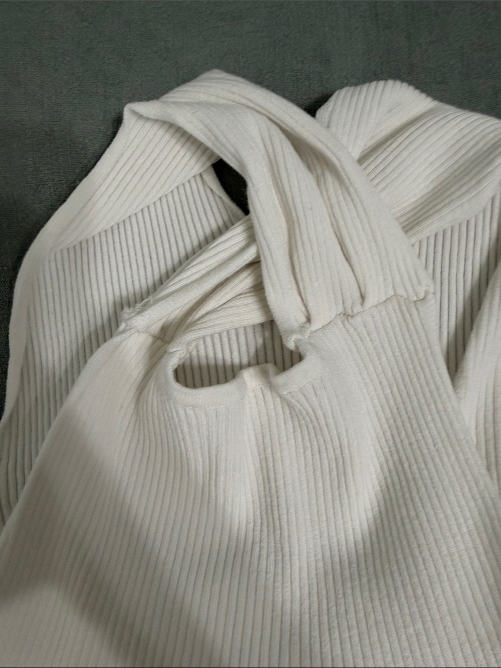 Commense White Ribbed Twist Neck Tank - Picture 3 of 3